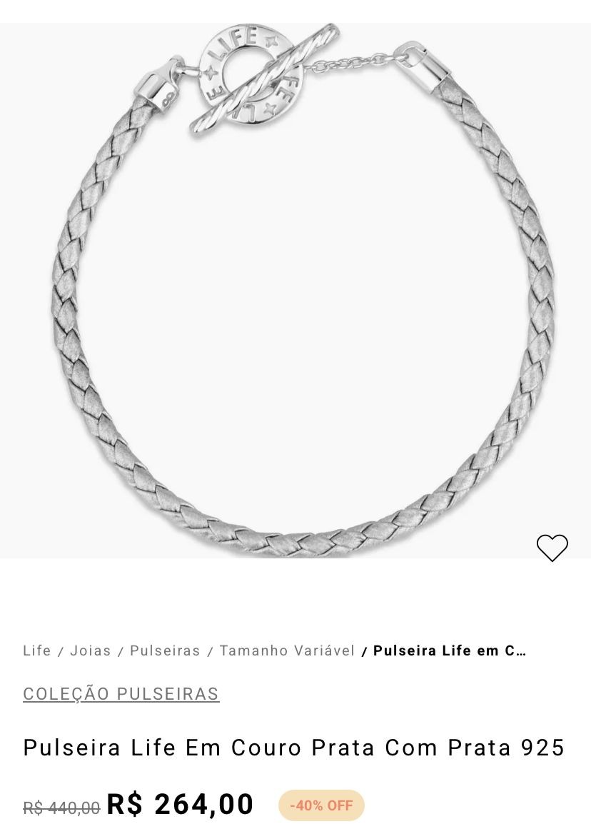 Pulseira Life em Couro