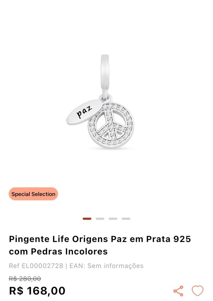 Pingente Life Origens Paz